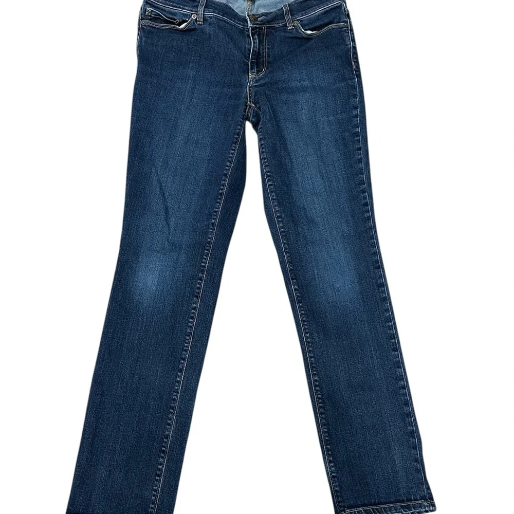 Women's Eddie Bauer 4 Small Jeans Slim Curvy Denim Navy Blue Straight Stretch - Picture 4 of 13